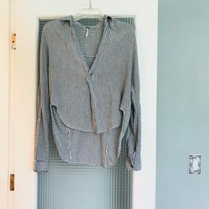 Free People white and charcoal striped top